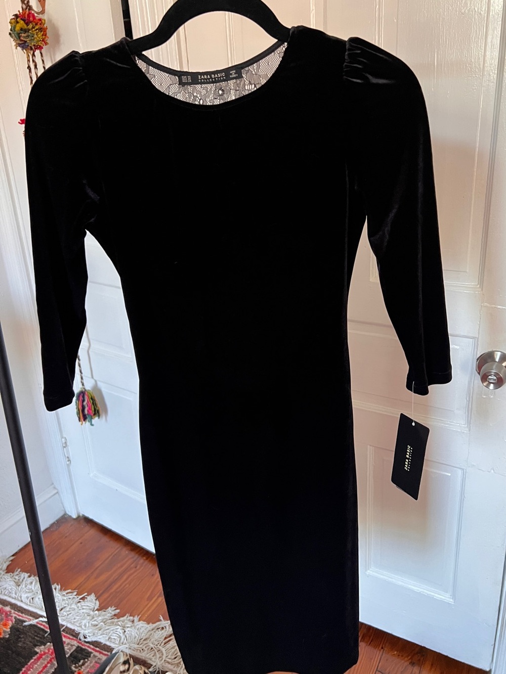 Zara Plunge Back Velvet Bodycon with Lace Back